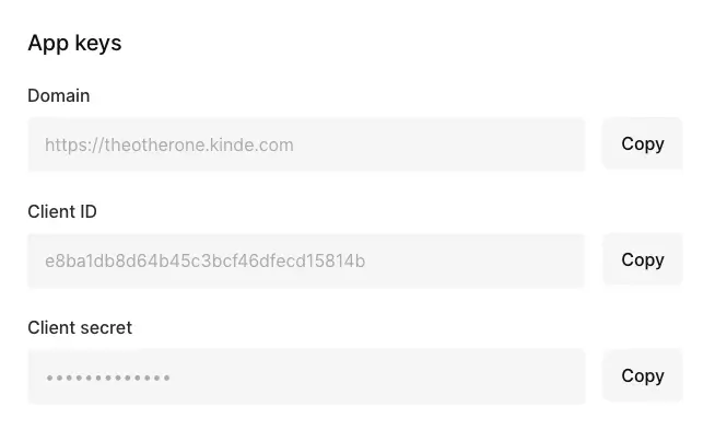 Screenshot of the Kinde dashboard