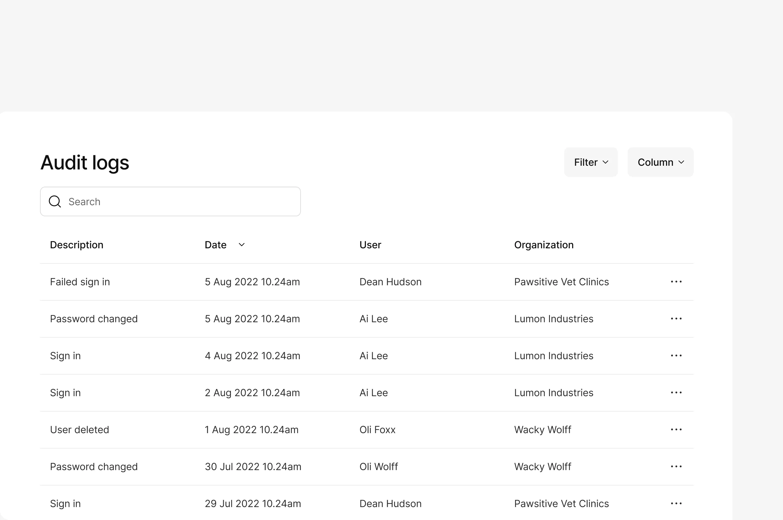 Image showing the user management dashboard in Kinde