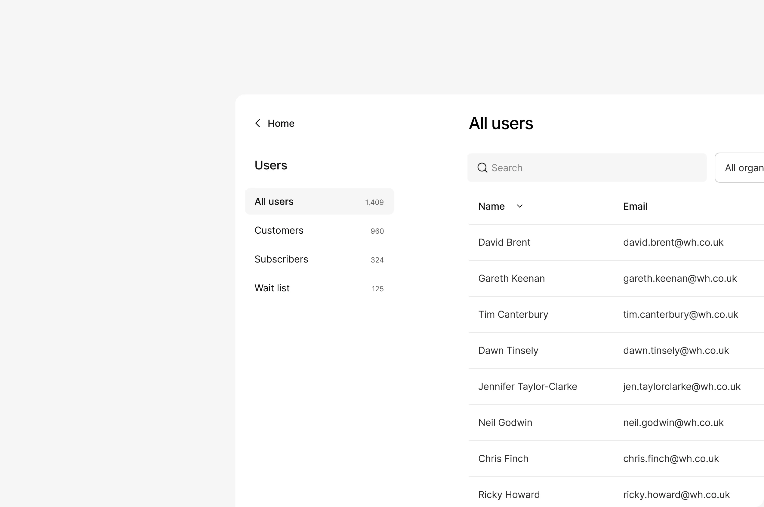 Image showing the user management dashboard in Kinde